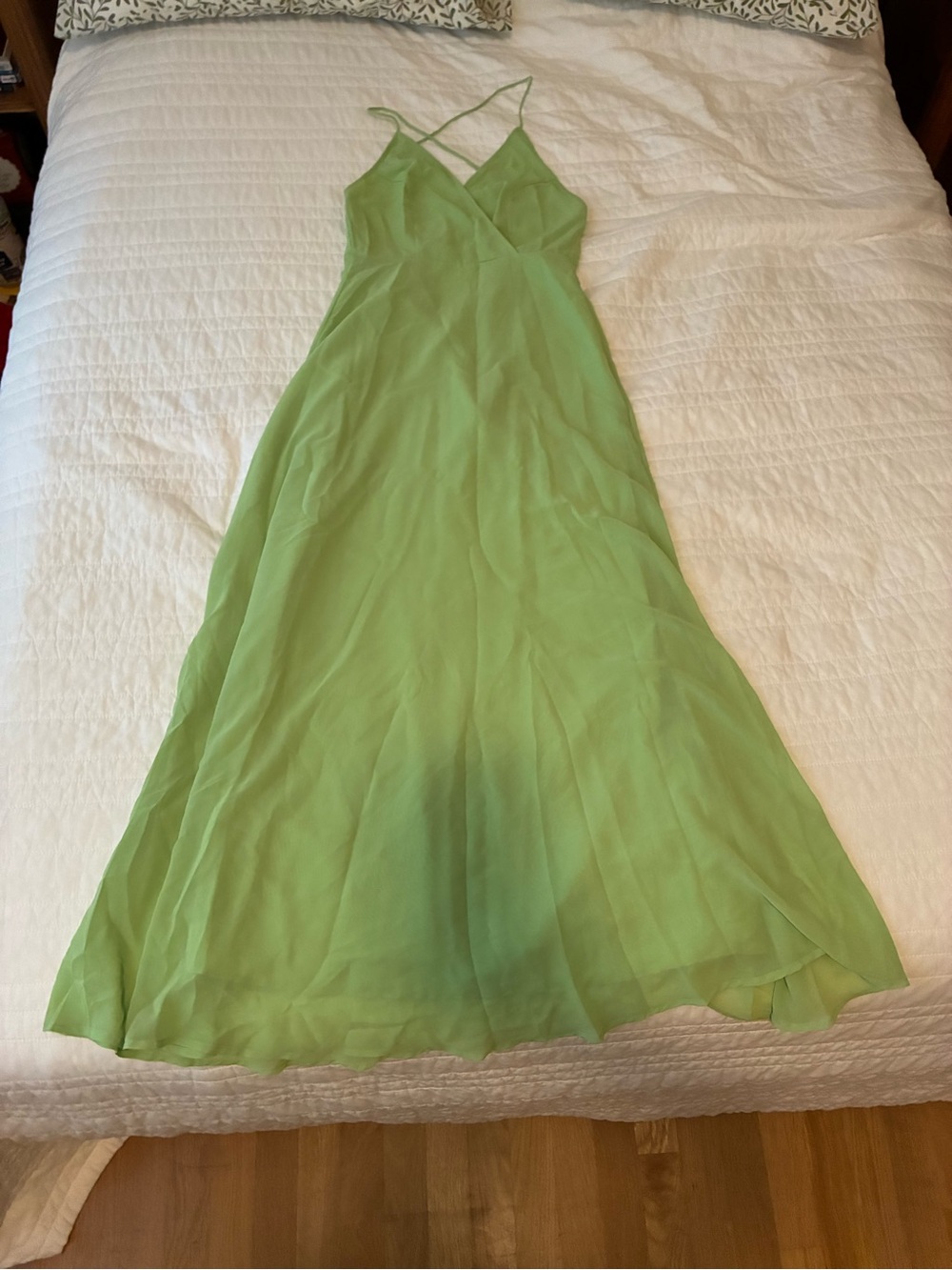 Light Green Slip Maxi Dress with Spaghetti Straps